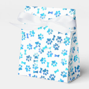 Blue Watercolor Paw Prints Geburtstag Geschenkschachtel