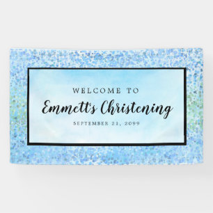 Blue Watercolor Personalisiert Christening Banner