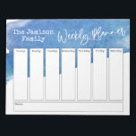 Blue Watercolor Pinselstrich Wochenplaner Notizblock<br><div class="desc">In diesem lustigen Design habe ich die Oberseite des Hintergrunds mit einem blauen Pinselstrich bedeckt. Der Satz "Weekly Planner" wurde in einem lässigen Schriftart gerendert und als Grafik oben auf der Seite platziert. Verwenden Sie die Vorlagenfelder, um Ihre Daten nach Belieben hinzuzufügen. Die Grafik kann vergrößert oder vergrößert werden, wenn...</div>