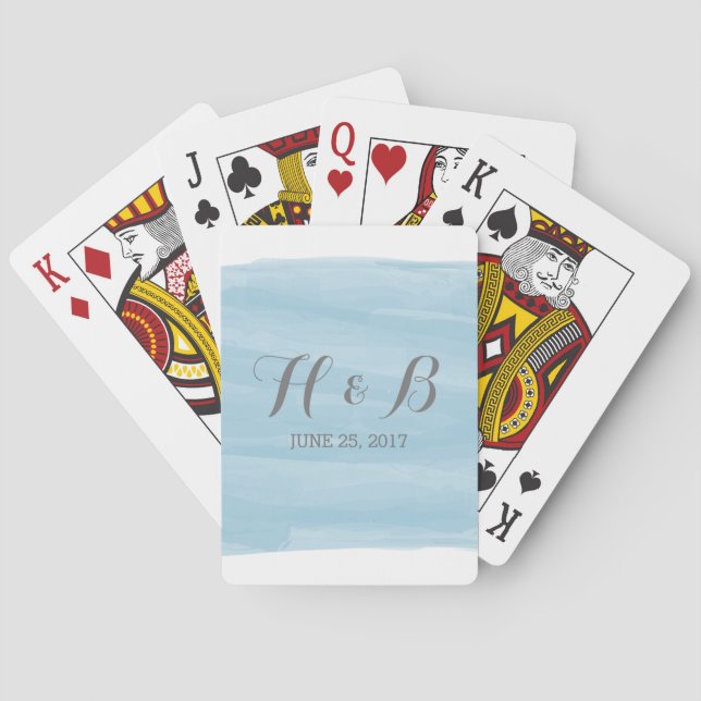 Blue Watercolor Playing Cards Spielkarten (Rückseite)