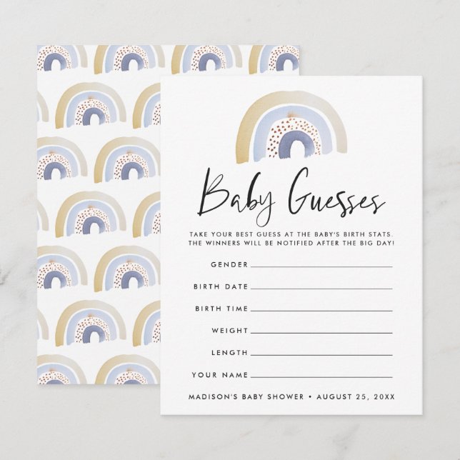 Blue Watercolor Rainbow Baby Shoessing Game (Vorne/Hinten)