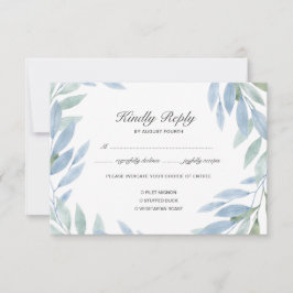 Blue Watercolor RSVP Card mit Wahlmöglichkeit Karte