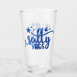 Blue Watercolor Salty Vibes Beach Pint Glas