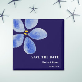 Blue Watercolor Save the Date Hochzeit Magnet