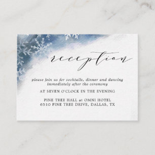 Blue Watercolor Snowflake Hochzeitskarten Begleitkarte