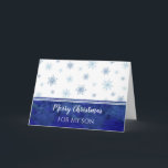 Blue Watercolor Son Brother Frohe Weihnachten Karte<br><div class="desc">Frohe Weihnachten für Söhnkarte mit blauen Aquarellschneeflocken und nachdenklichen Vers.</div>
