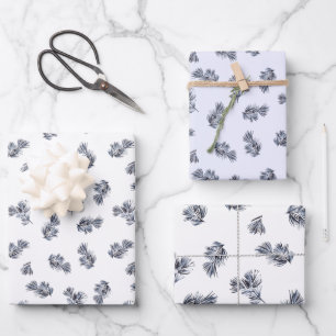 Blue Watercolor Sprig Geschenkpapier Set
