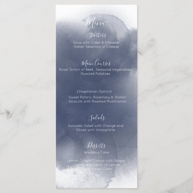 Blue Watercolor Theme Menükarte (Vorderseite)