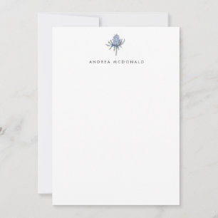 Blue Watercolor Thistle Portrait Personal Mitteilungskarte