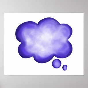 Blue Watercolor Thread Balloon Poster