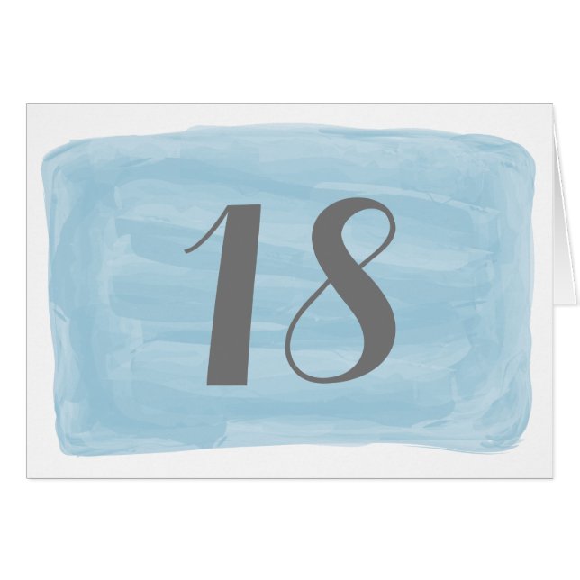 Blue Watercolor Tischnummer Card (Vorderseite (Horizontal))