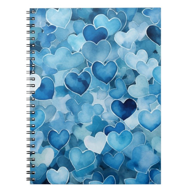 BLUE WATERCOLOR VALENTINE HEARDES NOTIZBLOCK (Vorderseite)