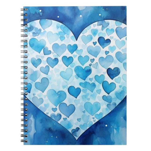 BLUE WATERCOLOR VALENTINE HEARDES NOTIZBLOCK (Vorderseite)