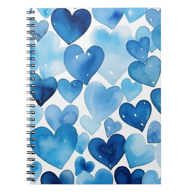 BLUE WATERCOLOR VALENTINE HEARDES NOTIZBLOCK (Vorderseite)