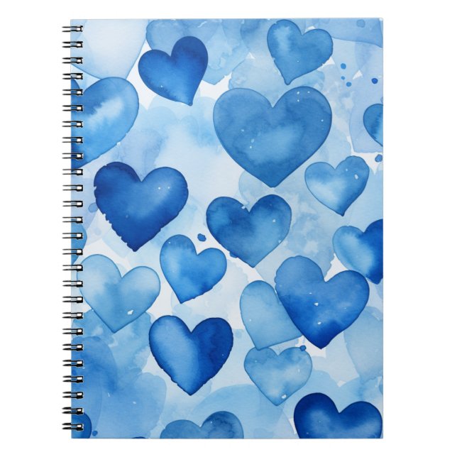 BLUE WATERCOLOR VALENTINE HEARDES NOTIZBLOCK (Vorderseite)
