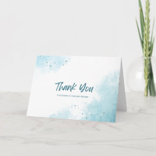 Blue Watercolor Vielen Dank Baby Duschkarte Dankeskarte