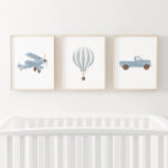 Blue Watercolor Vintage Travel Kinderzimmer Deco Bilderwand Sets<br><div class="desc">Fügen Sie dem Themenbereich Ihrer Kleinen eine abschließende Touch mit diesem Set aus drei Aquarellbändern,  Heißluftballon und LKW-Drucken hinzu.</div>