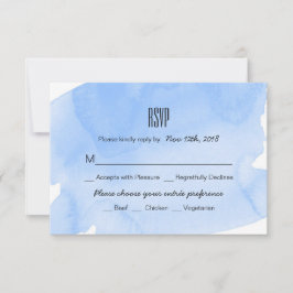 Blue Watercolor Wash Wedding RSVP Card