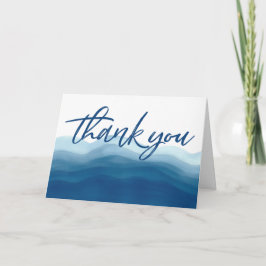 Blue Watercolor Wave Wedding | Danke, Ihre Karten