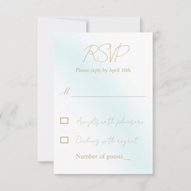 Blue Watercolor Wave Wedding RSVP Karte (Vorderseite)