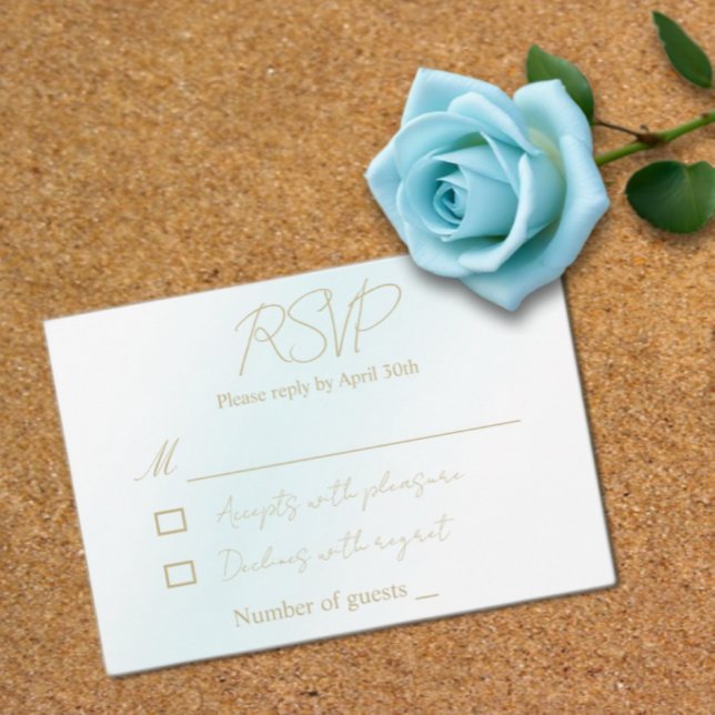 Blue Watercolor Wave Wedding RSVP Karte (Von Creator hochgeladen)