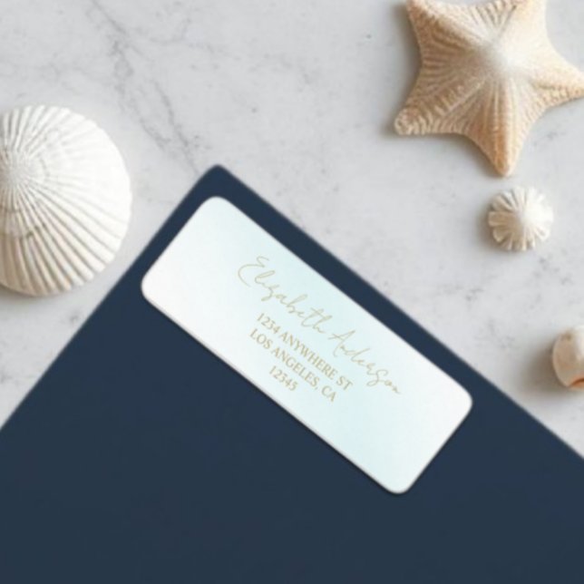 Blue Watercolor Wave Wedding Rücksendeadresse (Von Creator hochgeladen)