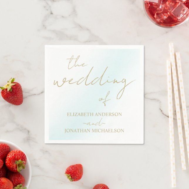 Blue Watercolor Wave Wedding Serviette (Beispiel)