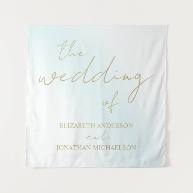 Blue Watercolor Wave Wedding Wandteppich (Vorderseite)