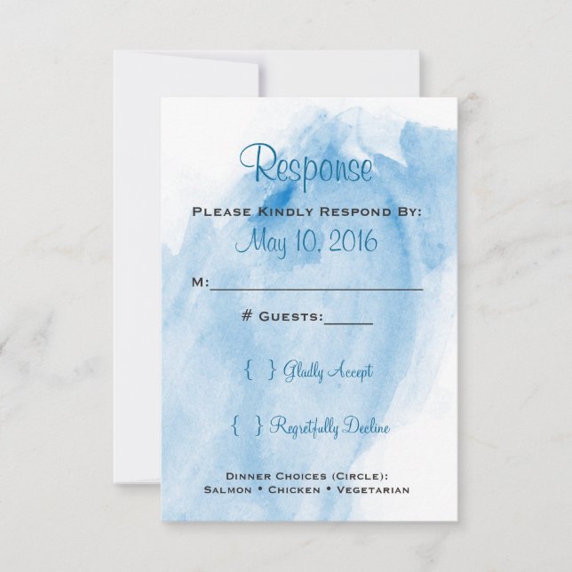 Blue Watercolor Wedding Einladung UAWG (Vorderseite)