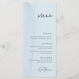 Blue Watercolor Wedding Menu Menükarte