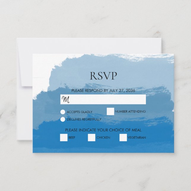 Blue Watercolor Wedding RSVP Cards (Vorderseite)