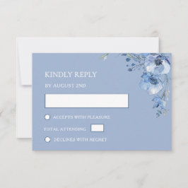 Blue Watercolor Wedding RSVP Karte