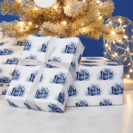 Blue Watercolor Weihnachtsgeschenk Geschenkpapier