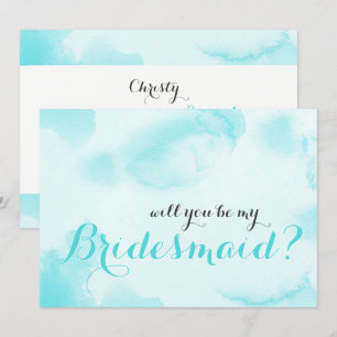 Blue Watercolor Werden Sie meine Bridesmaid Einladung