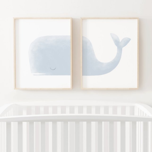 Blue Watercolor Whale Beach Kinderzimmer Bilderwand Sets (Von Creator hochgeladen)