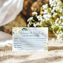 Blue Watercolor White Rose Ratschläge und Wünsche Begleitkarte