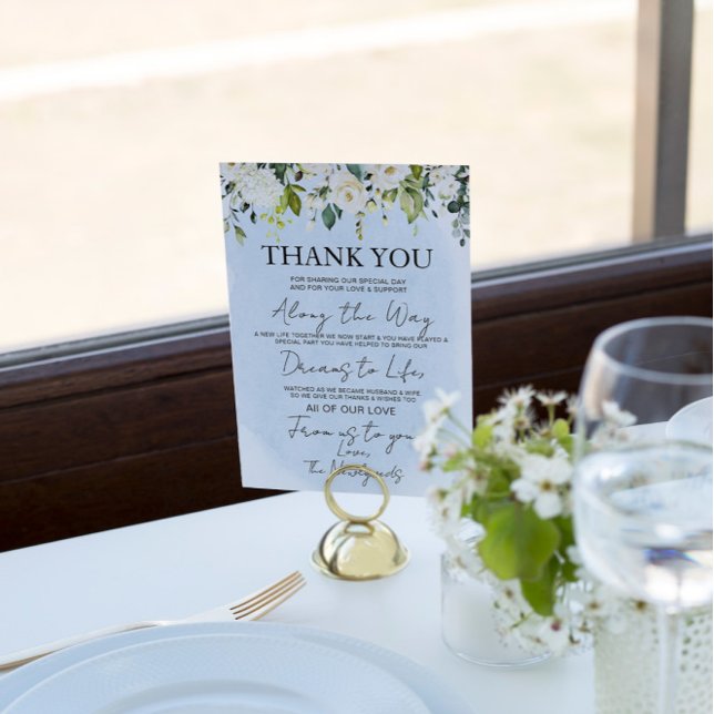 Blue Watercolor White Rose Wedding Vielen Dank (Von Creator hochgeladen)