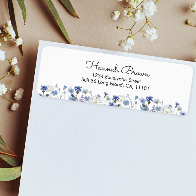 Blue Watercolor Wildblume Garden (In situ envelope)