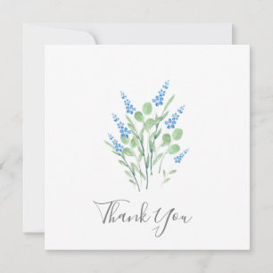 Blue Watercolor Wildblumen Bouquet Dankeskarte