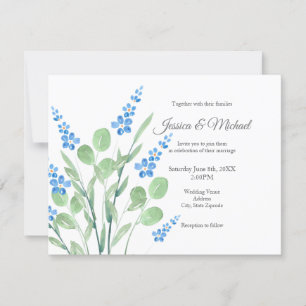Blue Watercolor Wildblumen Bouquet Einladung