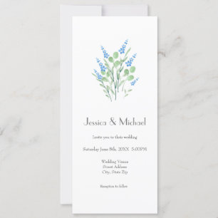 Blue Watercolor Wildblumen Bouquet Einladung