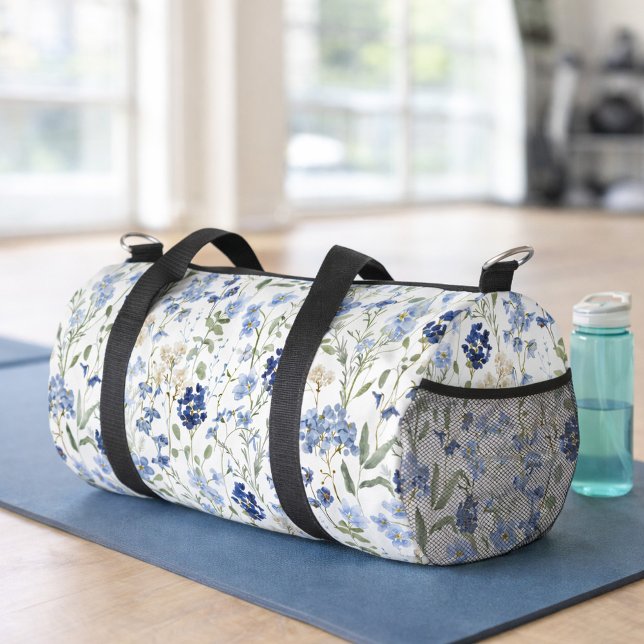 Blue Watercolor Wildflower Duffle Bag (Von Creator hochgeladen)