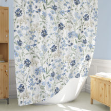 Blue Watercolor Wildflower Pattern