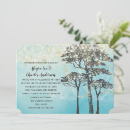 Blue Watercolor Woodsy Wedding Einladung