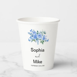 Blue Watercolour Floral and Butterflies Wedding Pappbecher