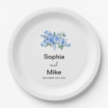 Blue Watercolour Floral and Butterflies Wedding