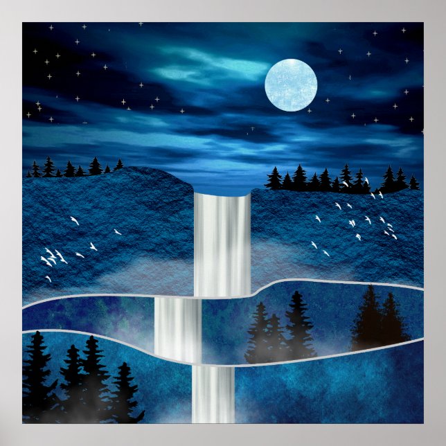 Blue Waterfall Poster (Vorne)