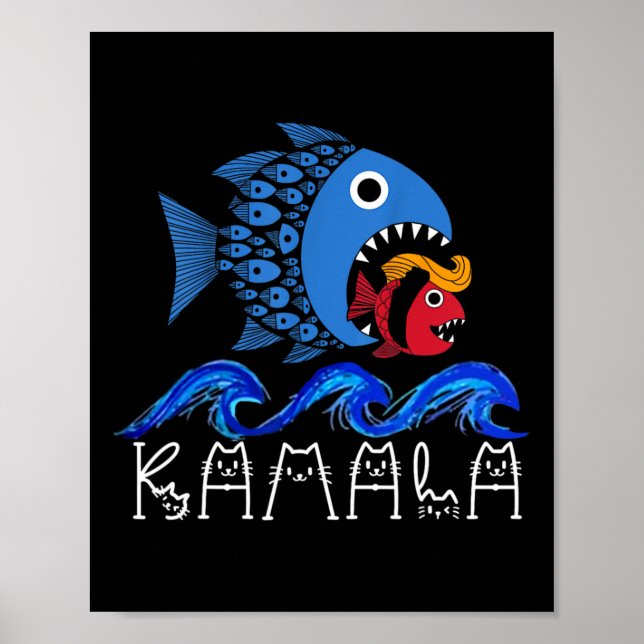 Blue Wave 2024 Funny Big Fish Little Fish Trum Poster (Vorne)