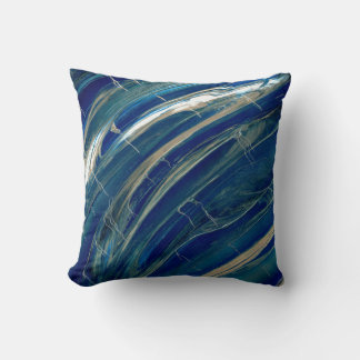Blue Wave Abstrakt Lines Kissen