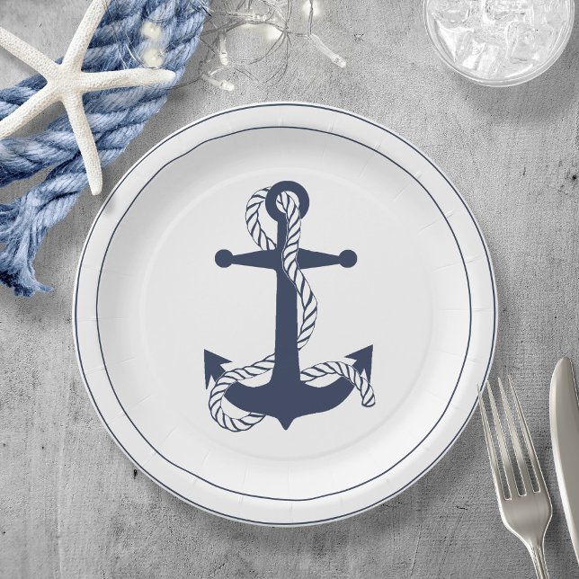 Blue Wave Anchor Navy/Wht ID836 Pappteller (Von Creator hochgeladen)